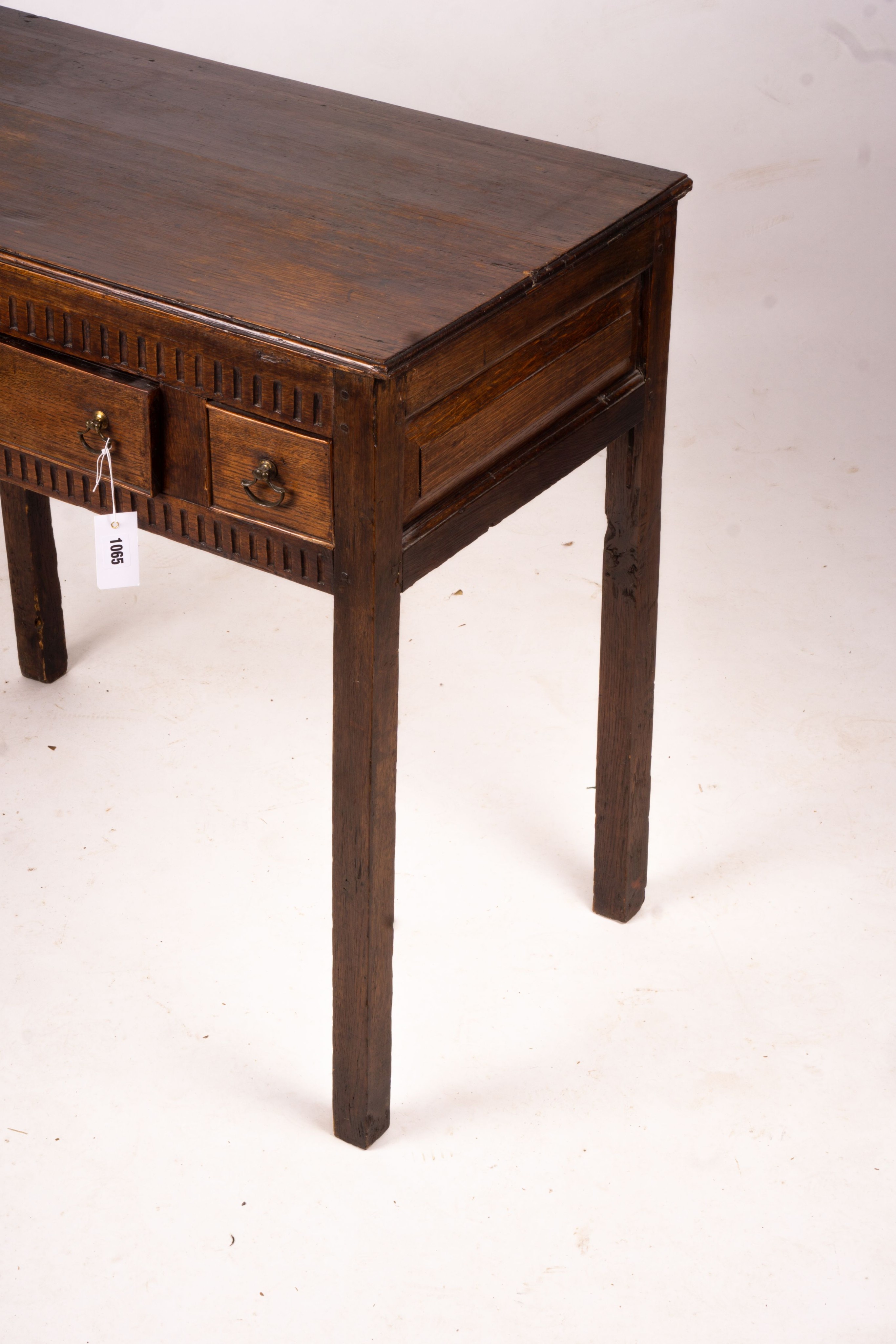 An 18th century and later oak side table, width 82cm, depth 47cm, height 78cm